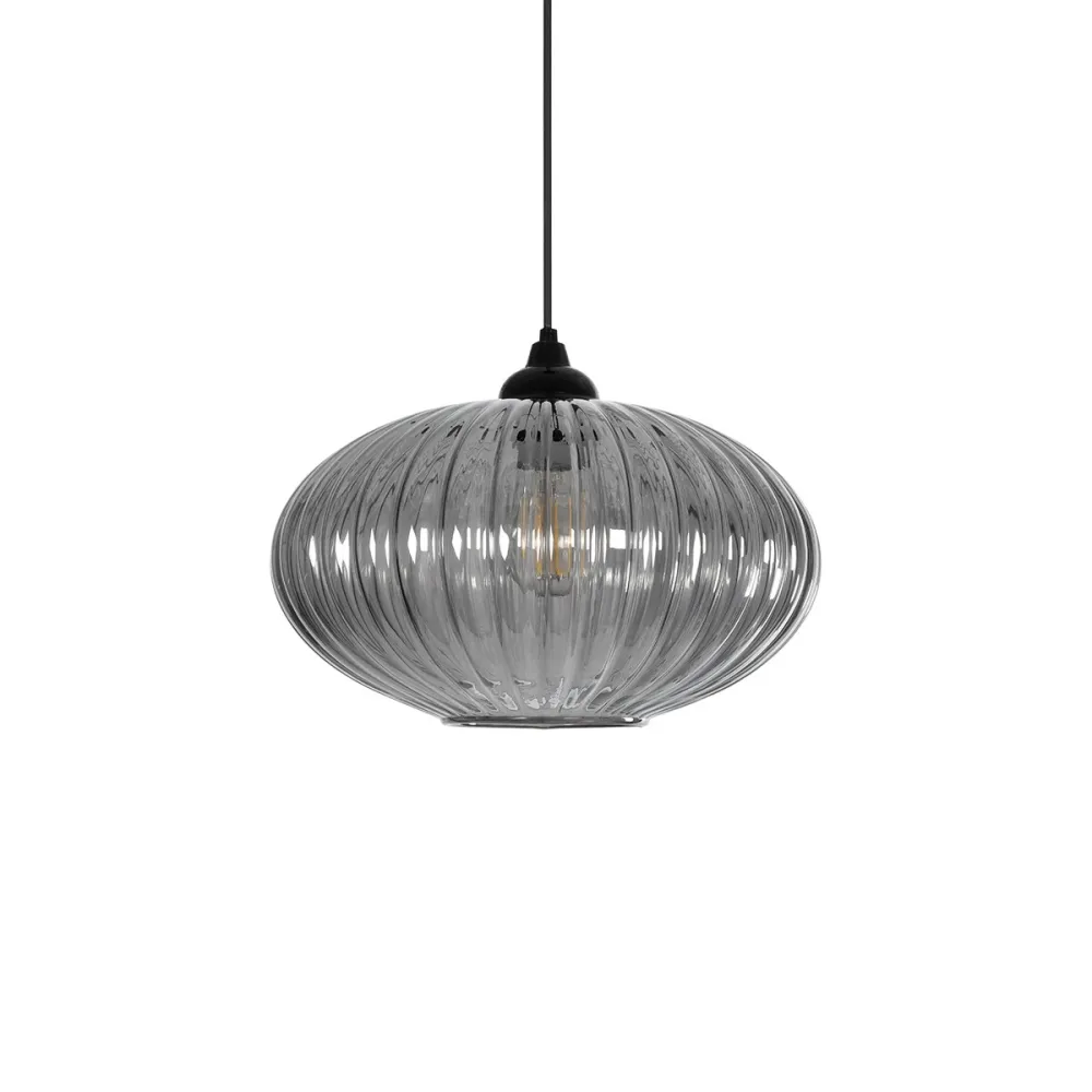 GLOBOSTAR® PERA 206-0010 Μοντέρνο Κρεμαστό Φωτιστικό Οροφής με Ντουί 1 x E27 AC 220-240V IP20 - Μαύρο Φιμέ - Μ30 x Π30 x Υ22cm