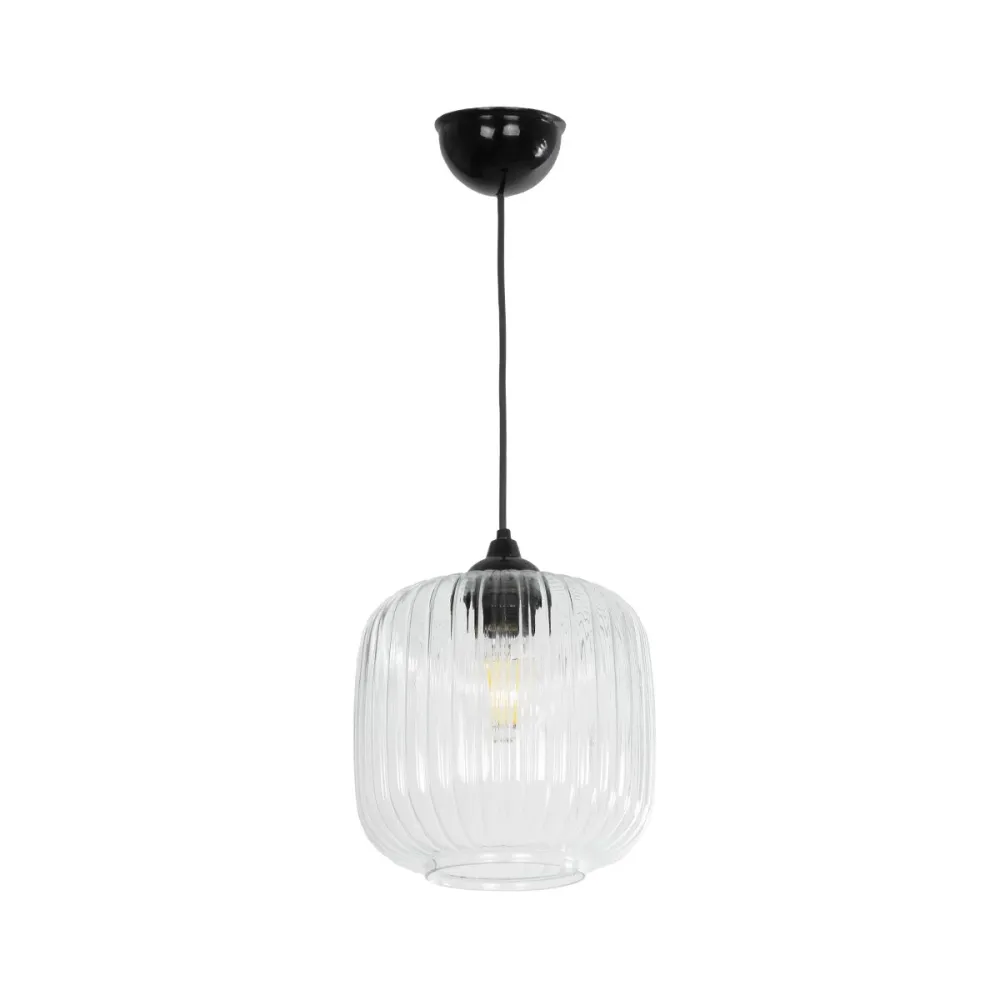 GLOBOSTAR® MELONI 206-0013 Μοντέρνο Κρεμαστό Φωτιστικό Οροφής με Ντουί 1 x E27 AC 220-240V IP20 - Διάφανο - Μ20 x Π20 x Υ24cm