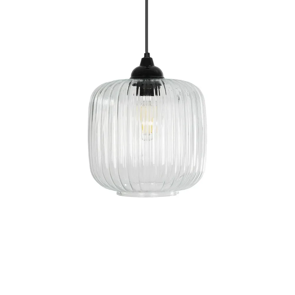 GLOBOSTAR® MELONI 206-0013 Μοντέρνο Κρεμαστό Φωτιστικό Οροφής με Ντουί 1 x E27 AC 220-240V IP20 - Διάφανο - Μ20 x Π20 x Υ24cm