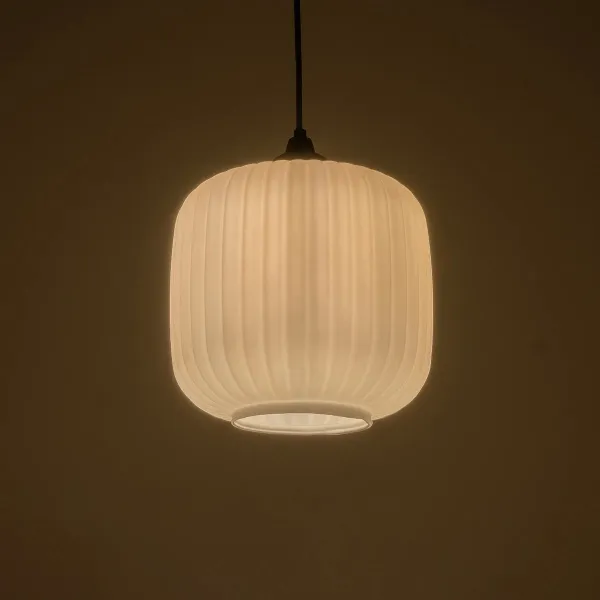 GLOBOSTAR® MELONI 206-0015 Μοντέρνο Κρεμαστό Φωτιστικό Οροφής με Ντουί 1 x E27 AC 220-240V IP20 - Λευκό - Μ20 x Π20 x Υ24cm