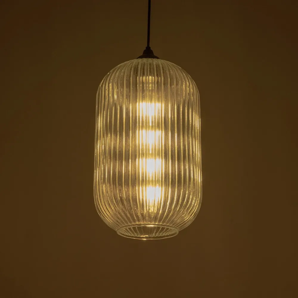 GLOBOSTAR® MELONI 206-0017 Μοντέρνο Κρεμαστό Φωτιστικό Οροφής με Ντουί 1 x E27 AC 220-240V IP20 - Διάφανο - Μ20 x Π20 x Υ38cm