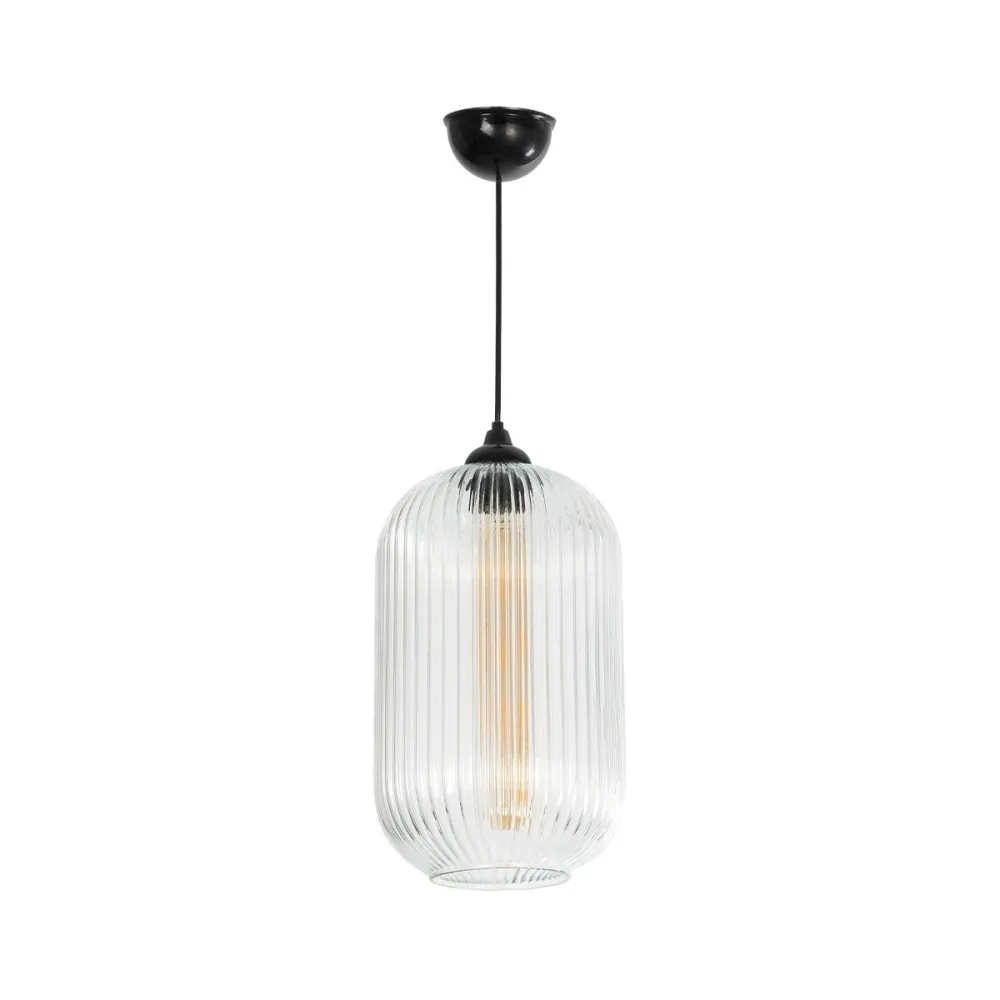 GLOBOSTAR® MELONI 206-0017 Μοντέρνο Κρεμαστό Φωτιστικό Οροφής με Ντουί 1 x E27 AC 220-240V IP20 - Διάφανο - Μ20 x Π20 x Υ38cm