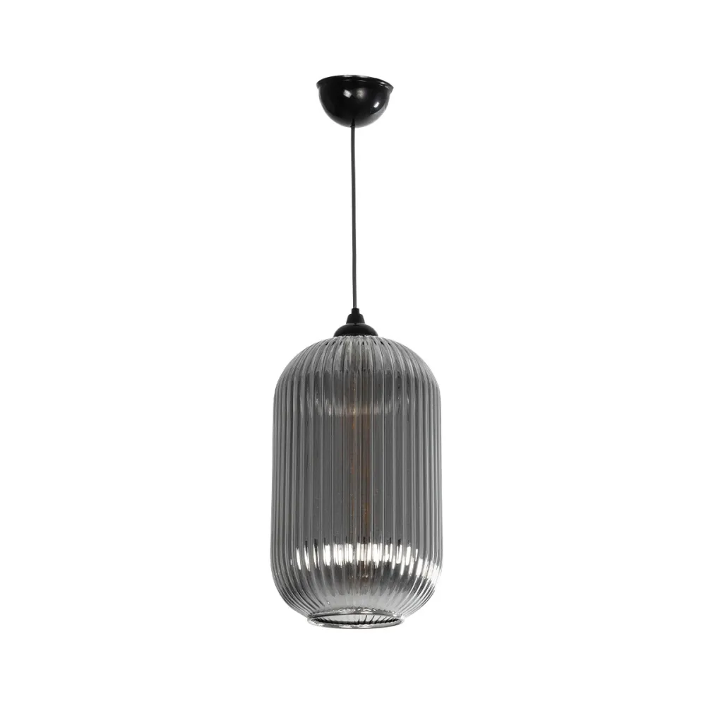 GLOBOSTAR® MELONI 206-0018 Μοντέρνο Κρεμαστό Φωτιστικό Οροφής με Ντουί 1 x E27 AC 220-240V IP20 - Μαύρο Φιμέ - Μ20 x Π20 x Υ38cm