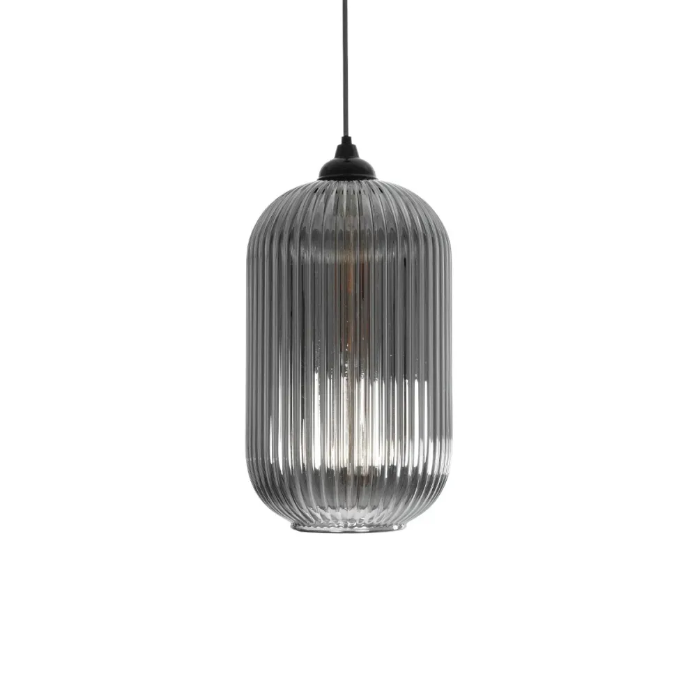 GLOBOSTAR® MELONI 206-0018 Μοντέρνο Κρεμαστό Φωτιστικό Οροφής με Ντουί 1 x E27 AC 220-240V IP20 - Μαύρο Φιμέ - Μ20 x Π20 x Υ38cm