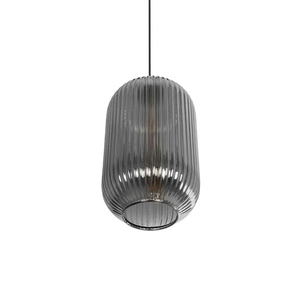 GLOBOSTAR® MELONI 206-0018 Μοντέρνο Κρεμαστό Φωτιστικό Οροφής με Ντουί 1 x E27 AC 220-240V IP20 - Μαύρο Φιμέ - Μ20 x Π20 x Υ38cm