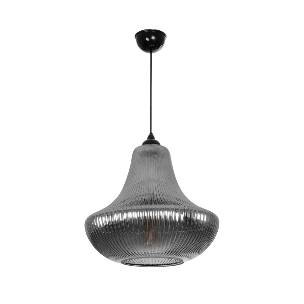 GLOBOSTAR® VERRE 206-0021 Μοντέρνο Κρεμαστό Φωτιστικό Οροφής με Ντουί 1 x E27 AC 220-240V IP20 - Μαύρο Φιμέ - Μ38 x Π38 x Υ34cm