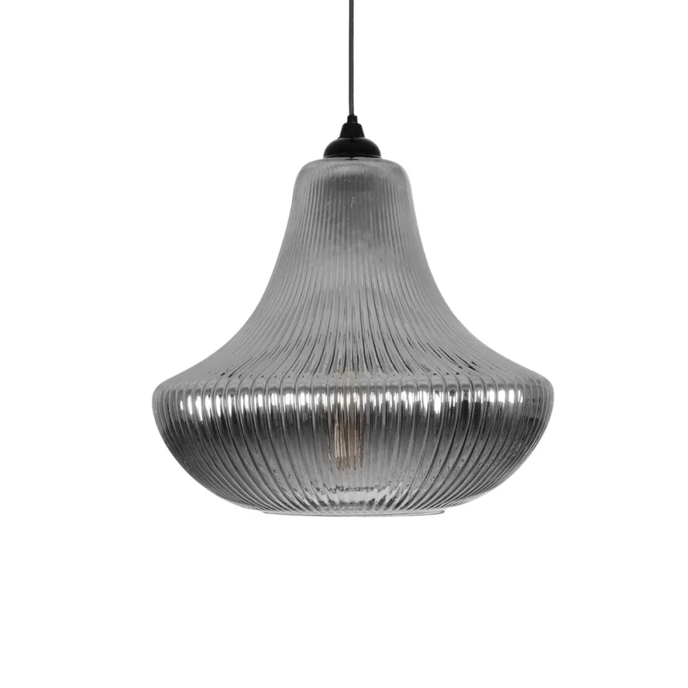 GLOBOSTAR® VERRE 206-0021 Μοντέρνο Κρεμαστό Φωτιστικό Οροφής με Ντουί 1 x E27 AC 220-240V IP20 - Μαύρο Φιμέ - Μ38 x Π38 x Υ34cm