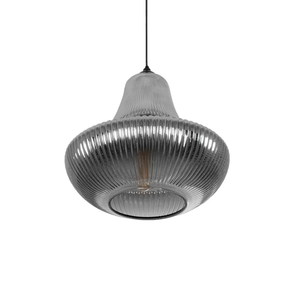 GLOBOSTAR® VERRE 206-0021 Μοντέρνο Κρεμαστό Φωτιστικό Οροφής με Ντουί 1 x E27 AC 220-240V IP20 - Μαύρο Φιμέ - Μ38 x Π38 x Υ34cm
