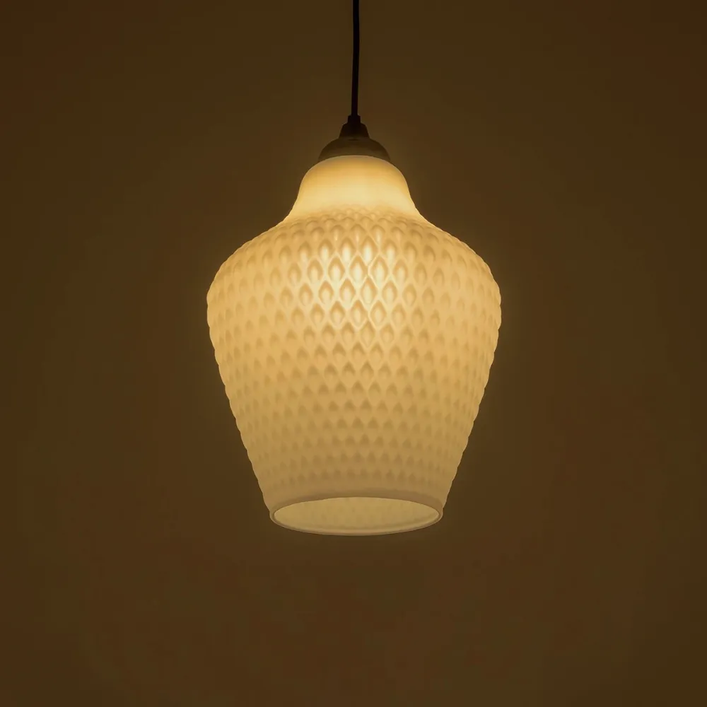 GLOBOSTAR® SKLO 206-0023 Μοντέρνο Κρεμαστό Φωτιστικό Οροφής με Ντουί 1 x E27 AC 220-240V IP20 - Λευκό - Μ22 x Π22 x Υ31cm