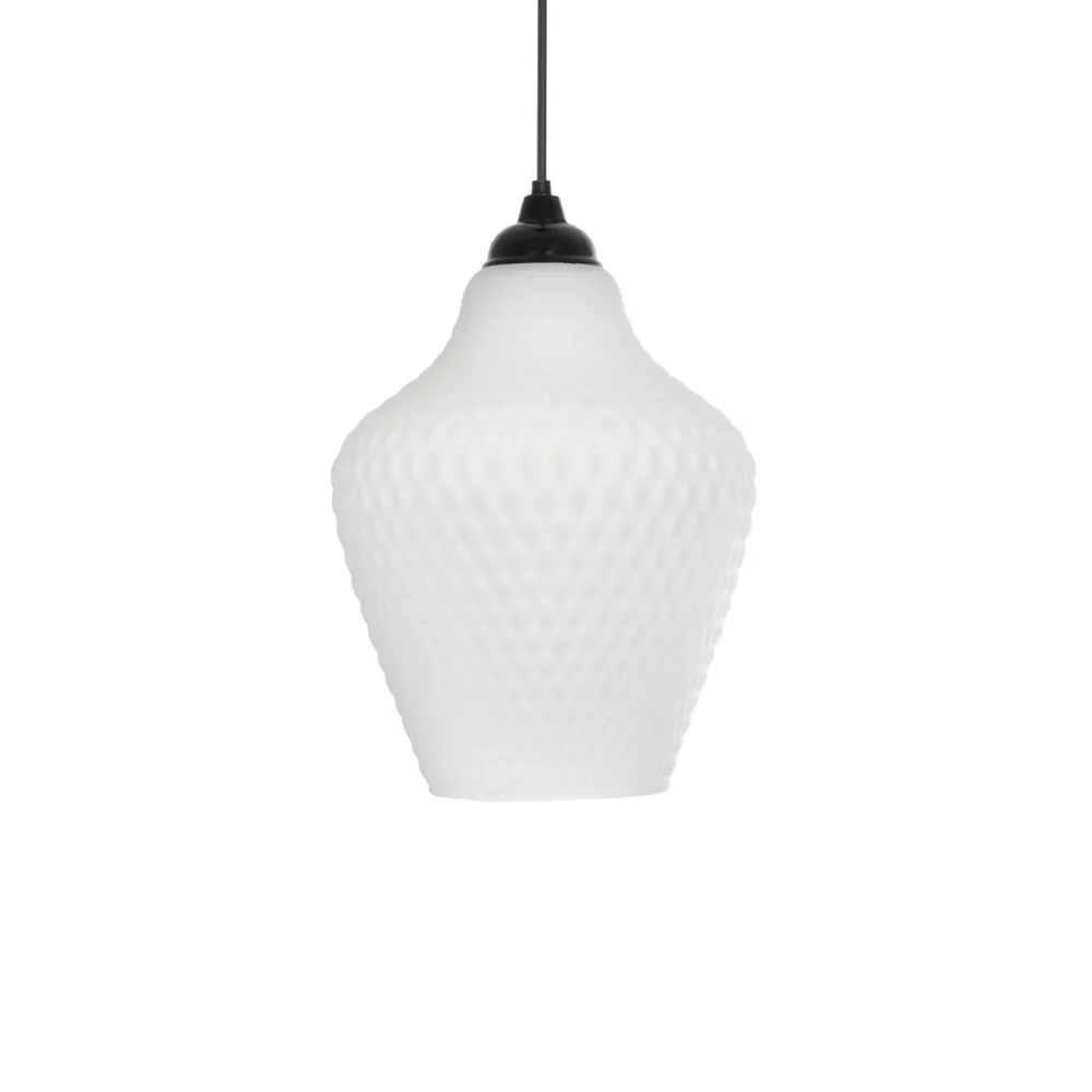 GLOBOSTAR® SKLO 206-0023 Μοντέρνο Κρεμαστό Φωτιστικό Οροφής με Ντουί 1 x E27 AC 220-240V IP20 - Λευκό - Μ22 x Π22 x Υ31cm