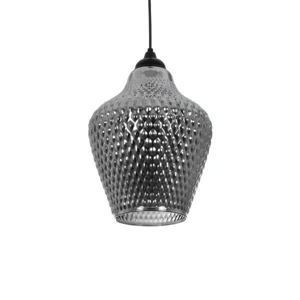 GLOBOSTAR® SKLO 206-0024 Μοντέρνο Κρεμαστό Φωτιστικό Οροφής με Ντουί 1 x E27 AC 220-240V IP20 - Μαύρο Φιμέ - Μ22 x Π22 x Υ31cm