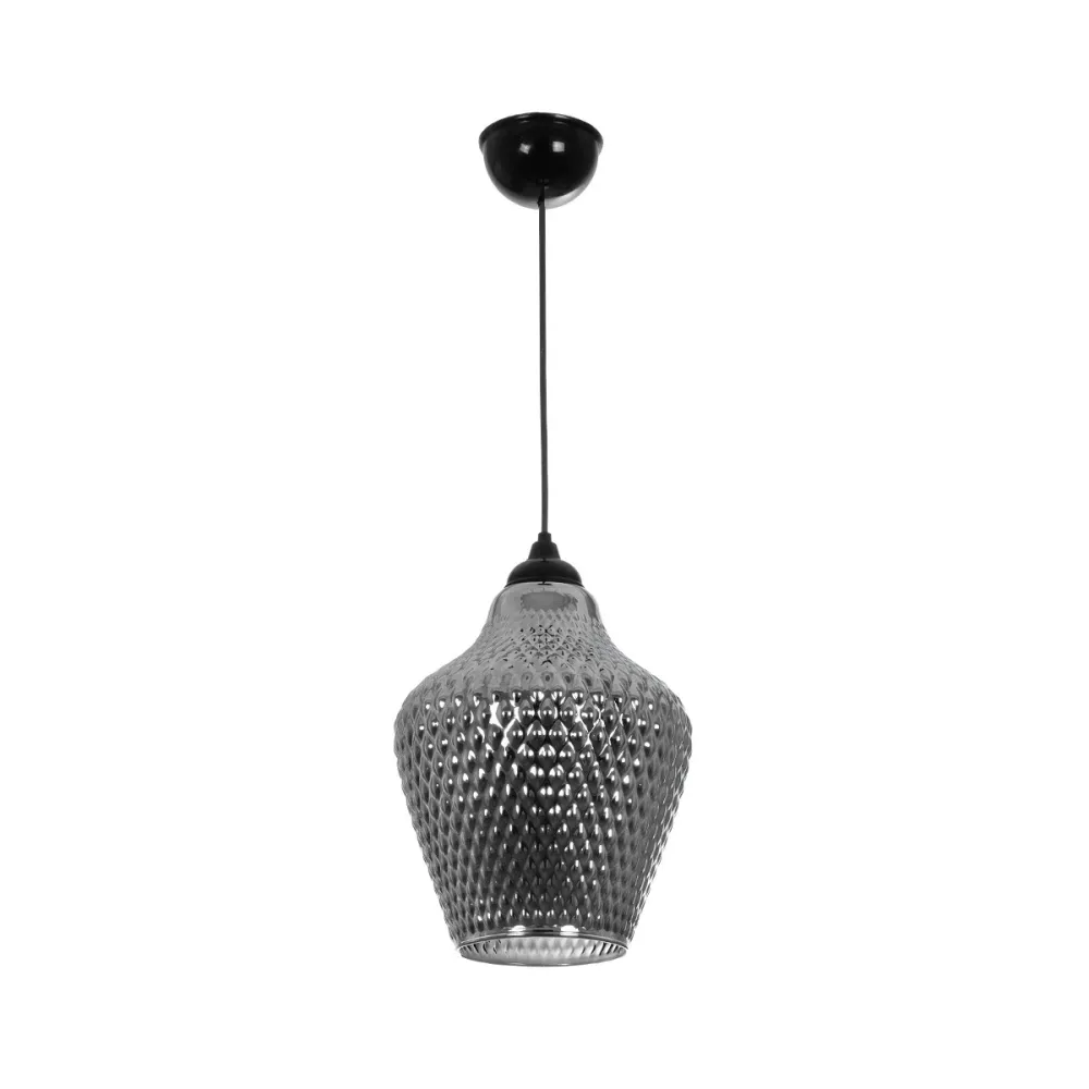 GLOBOSTAR® SKLO 206-0024 Μοντέρνο Κρεμαστό Φωτιστικό Οροφής με Ντουί 1 x E27 AC 220-240V IP20 - Μαύρο Φιμέ - Μ22 x Π22 x Υ31cm