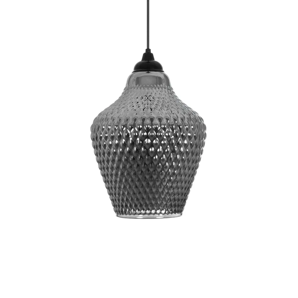 GLOBOSTAR® SKLO 206-0024 Μοντέρνο Κρεμαστό Φωτιστικό Οροφής με Ντουί 1 x E27 AC 220-240V IP20 - Μαύρο Φιμέ - Μ22 x Π22 x Υ31cm
