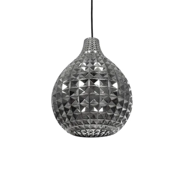 GLOBOSTAR® BASTIK 206-0026 Μοντέρνο Κρεμαστό Φωτιστικό Οροφής με Ντουί 1 x E27 AC 220-240V IP20 - Μαύρο Φιμέ - Μ22 x Π22 x Υ26cm