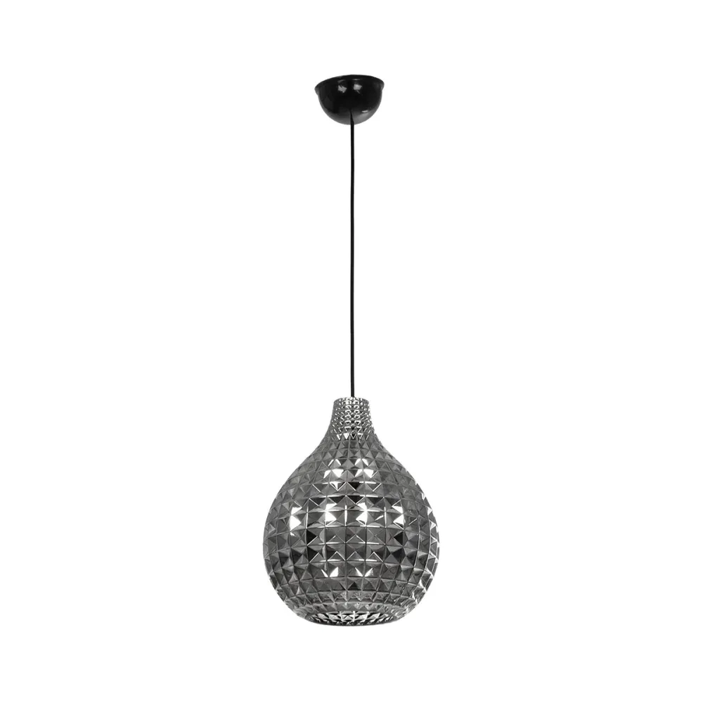 GLOBOSTAR® BASTIK 206-0026 Μοντέρνο Κρεμαστό Φωτιστικό Οροφής με Ντουί 1 x E27 AC 220-240V IP20 - Μαύρο Φιμέ - Μ22 x Π22 x Υ26cm