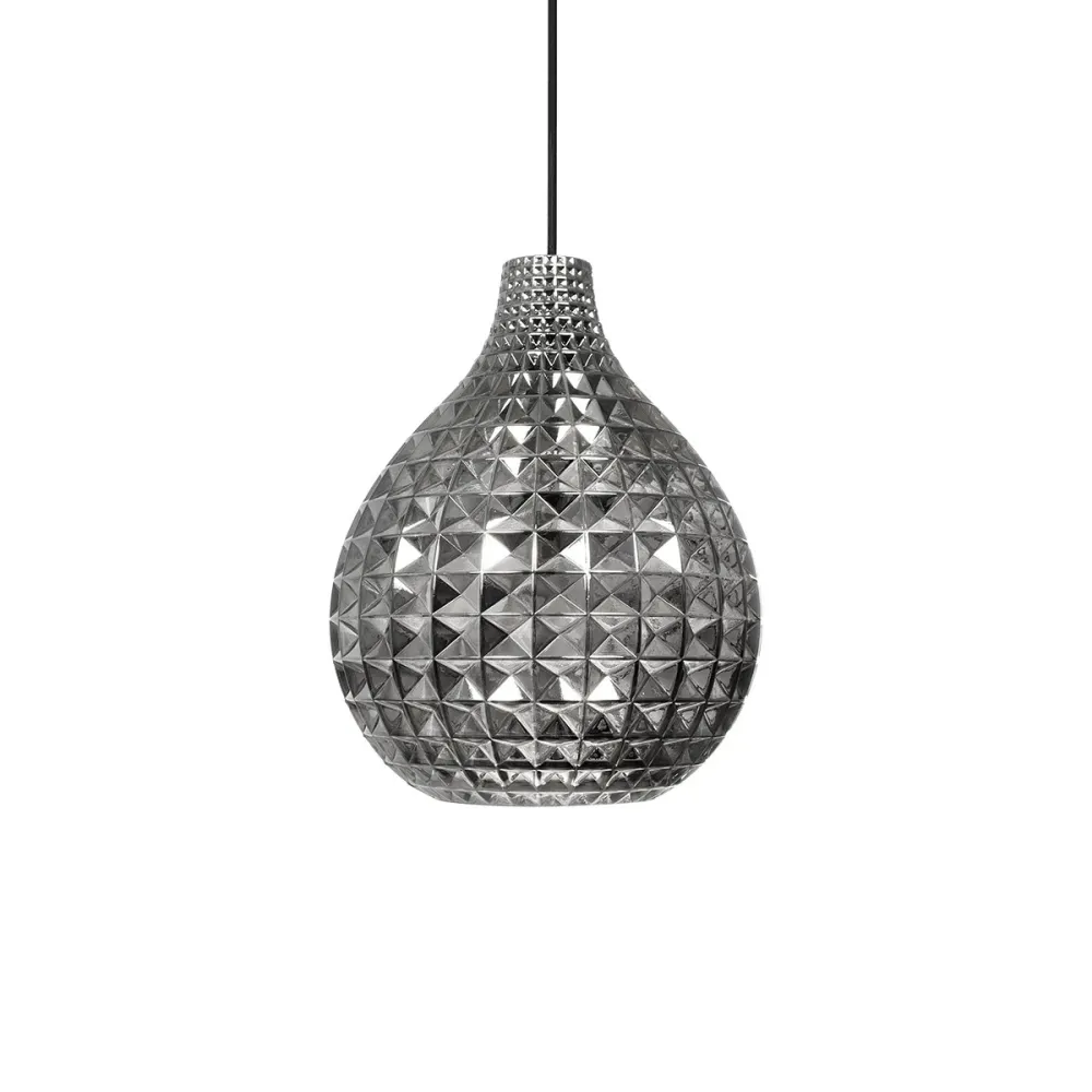 GLOBOSTAR® BASTIK 206-0026 Μοντέρνο Κρεμαστό Φωτιστικό Οροφής με Ντουί 1 x E27 AC 220-240V IP20 - Μαύρο Φιμέ - Μ22 x Π22 x Υ26cm