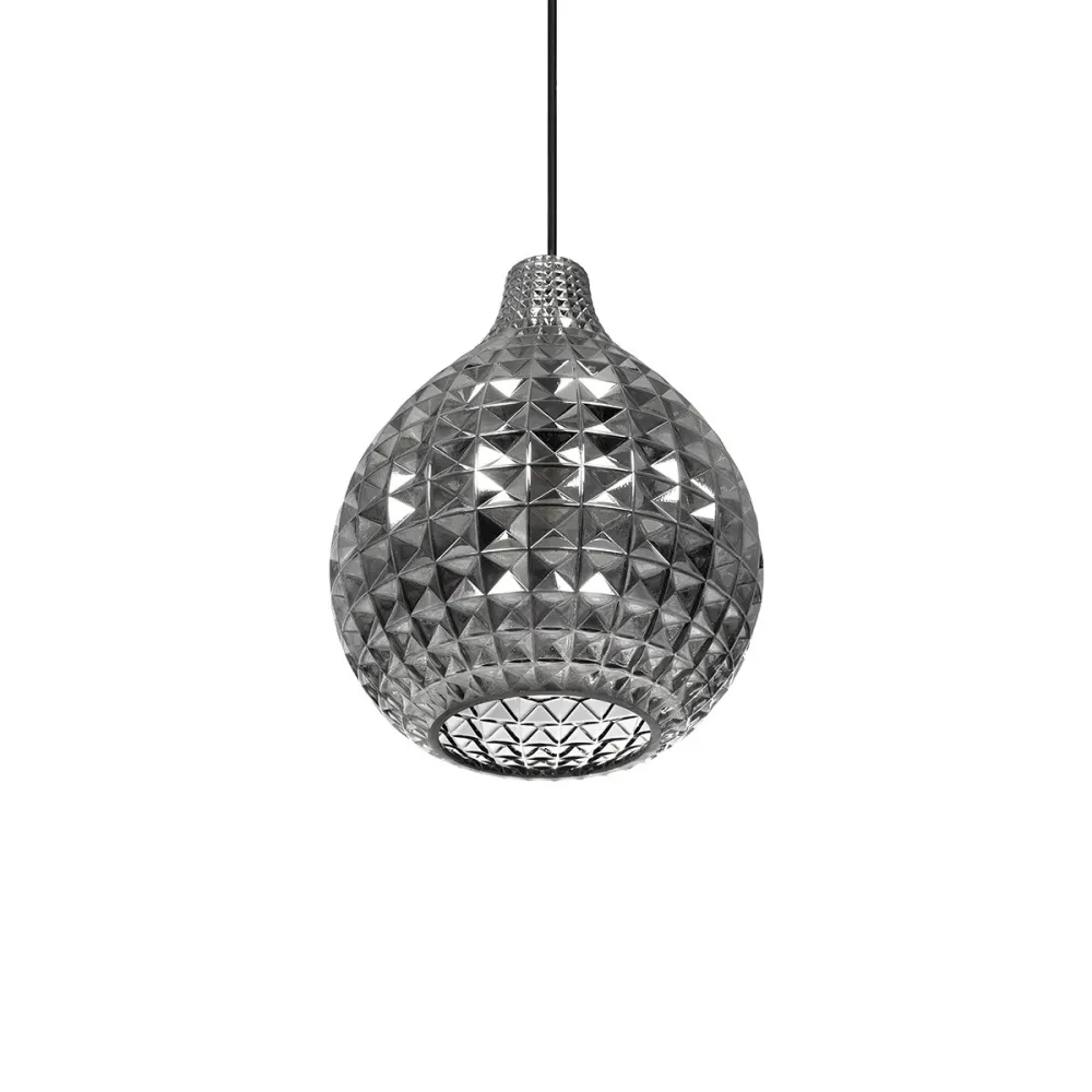 GLOBOSTAR® BASTIK 206-0026 Μοντέρνο Κρεμαστό Φωτιστικό Οροφής με Ντουί 1 x E27 AC 220-240V IP20 - Μαύρο Φιμέ - Μ22 x Π22 x Υ26cm