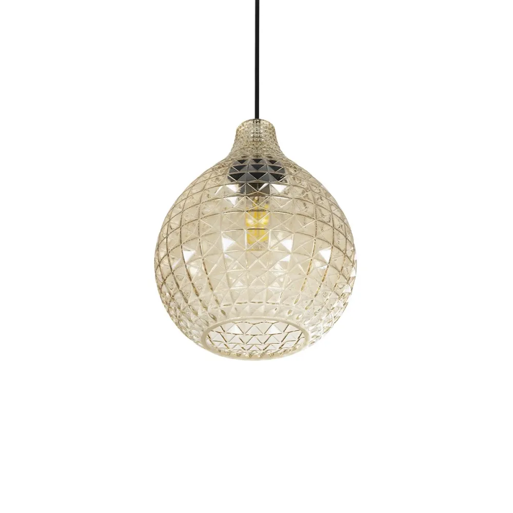 GLOBOSTAR® BASTIK 206-0027 Μοντέρνο Κρεμαστό Φωτιστικό Οροφής με Ντουί 1 x E27 AC 220-240V IP20 - Mελί - Μ22 x Π22 x Υ26cm