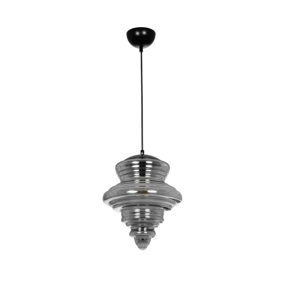 GLOBOSTAR® CORTE 206-0028 Μοντέρνο Κρεμαστό Φωτιστικό Οροφής με Ντουί 1 x E27 AC 220-240V IP20 - Μαύρο Φιμέ - Μ25 x Π25 x Υ30cm