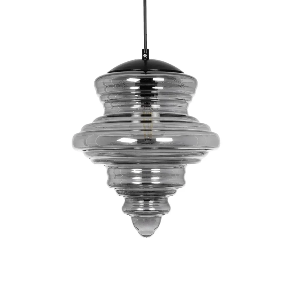 GLOBOSTAR® CORTE 206-0028 Μοντέρνο Κρεμαστό Φωτιστικό Οροφής με Ντουί 1 x E27 AC 220-240V IP20 - Μαύρο Φιμέ - Μ25 x Π25 x Υ30cm