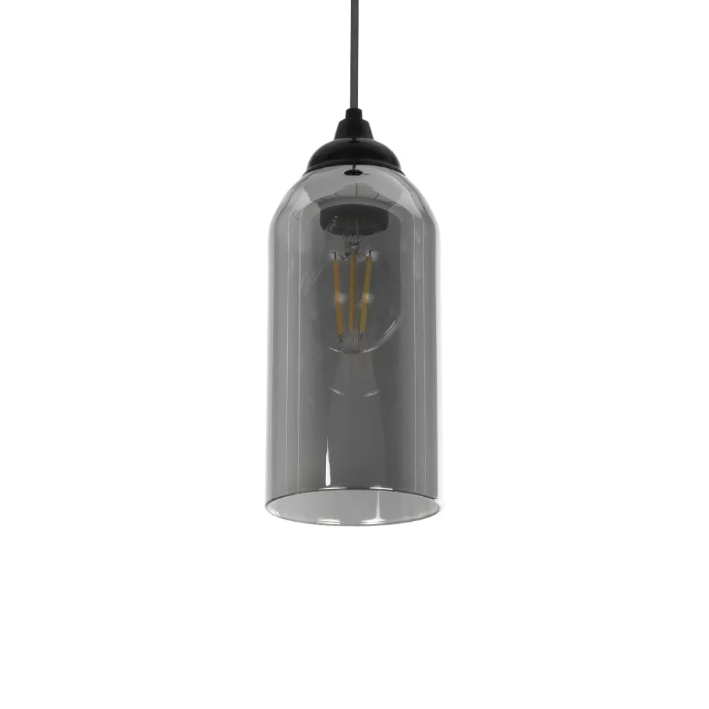GLOBOSTAR® TUBE 206-0030 Μοντέρνο Κρεμαστό Φωτιστικό Οροφής με Ντουί 1 x E27 AC 220-240V IP20 - Μαύρο Φιμέ - Μ10 x Π10 x Υ24cm