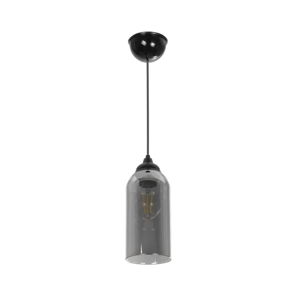 GLOBOSTAR® TUBE 206-0030 Μοντέρνο Κρεμαστό Φωτιστικό Οροφής με Ντουί 1 x E27 AC 220-240V IP20 - Μαύρο Φιμέ - Μ10 x Π10 x Υ24cm