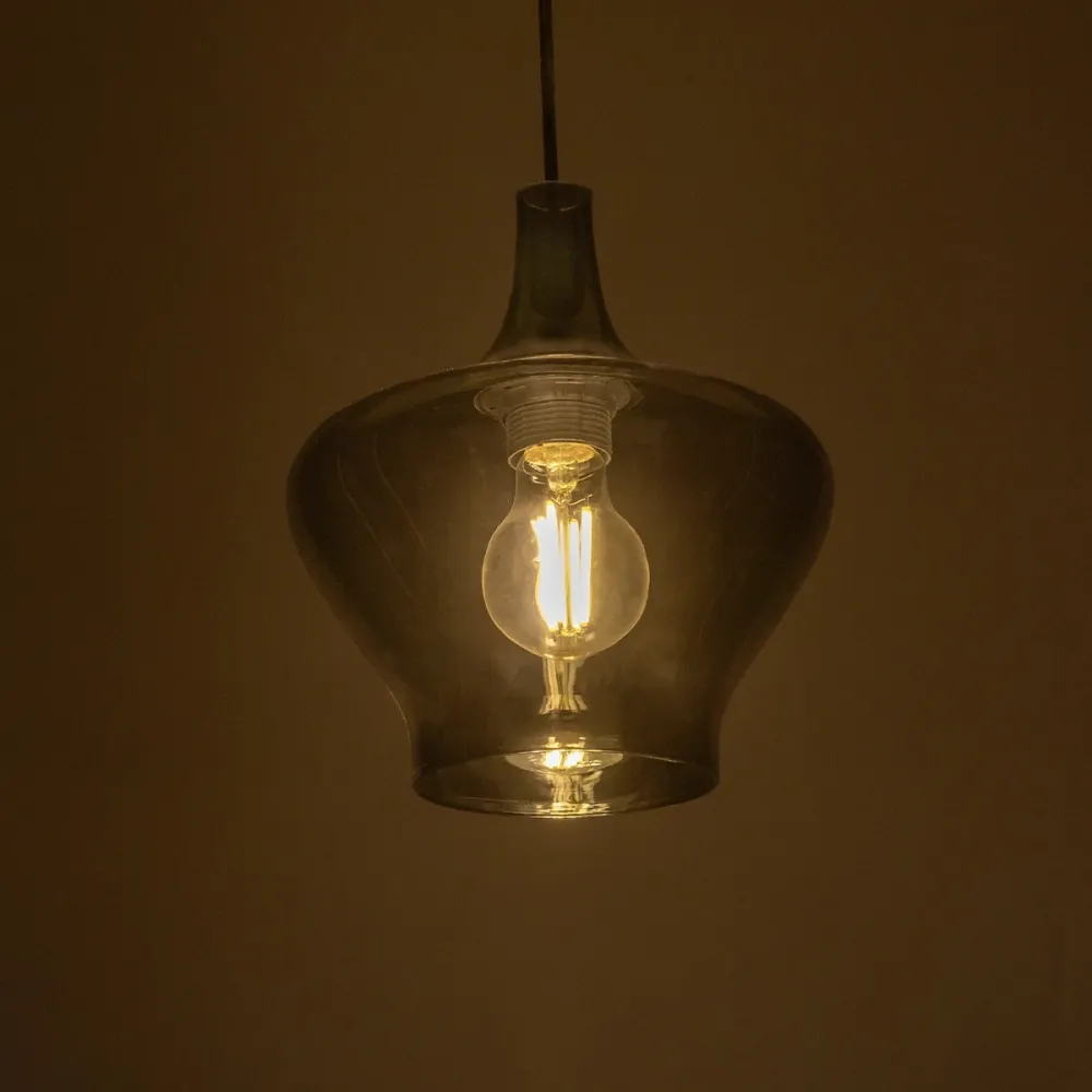 GLOBOSTAR® OVOCE 206-0032 Μοντέρνο Κρεμαστό Φωτιστικό Οροφής με Ντουί 1 x E27 AC 220-240V IP20 - Μαύρο Φιμέ - Μ20 x Π20 x Υ22cm