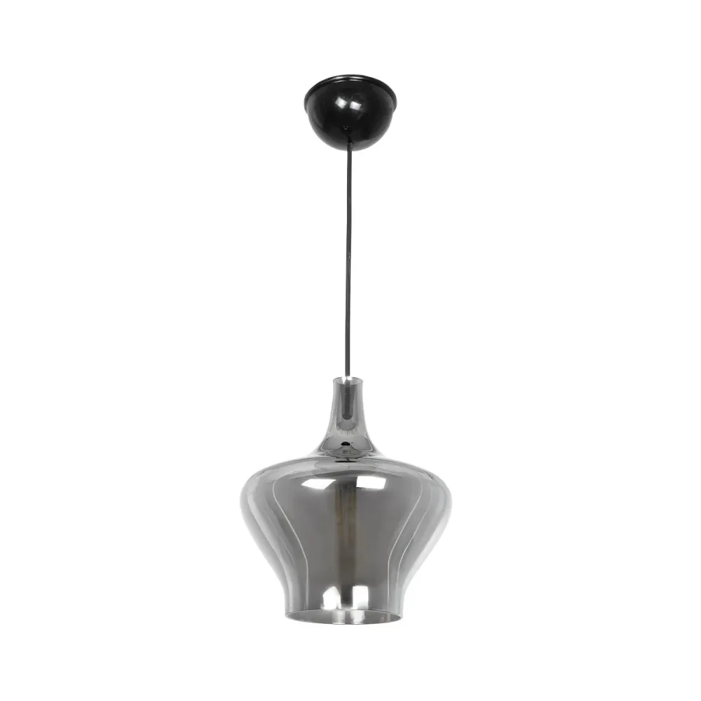 GLOBOSTAR® OVOCE 206-0032 Μοντέρνο Κρεμαστό Φωτιστικό Οροφής με Ντουί 1 x E27 AC 220-240V IP20 - Μαύρο Φιμέ - Μ20 x Π20 x Υ22cm