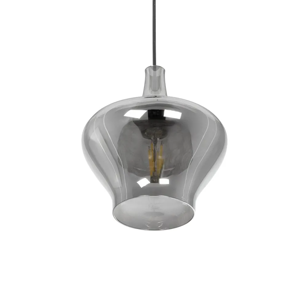 GLOBOSTAR® OVOCE 206-0032 Μοντέρνο Κρεμαστό Φωτιστικό Οροφής με Ντουί 1 x E27 AC 220-240V IP20 - Μαύρο Φιμέ - Μ20 x Π20 x Υ22cm