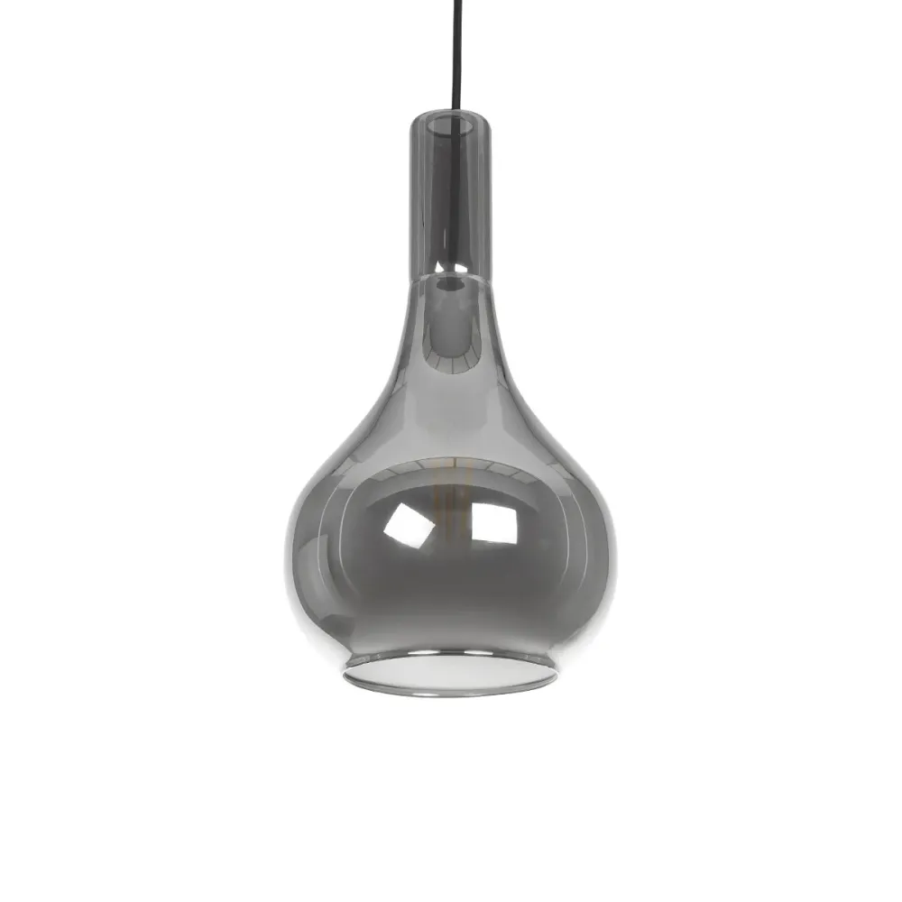 GLOBOSTAR® ΤΟΝΕ 206-0034 Μοντέρνο Κρεμαστό Φωτιστικό Οροφής με Ντουί 1 x E27 AC 220-240V IP20 - Μαύρο Φιμέ - Μ20 x Π20 x Υ36cm