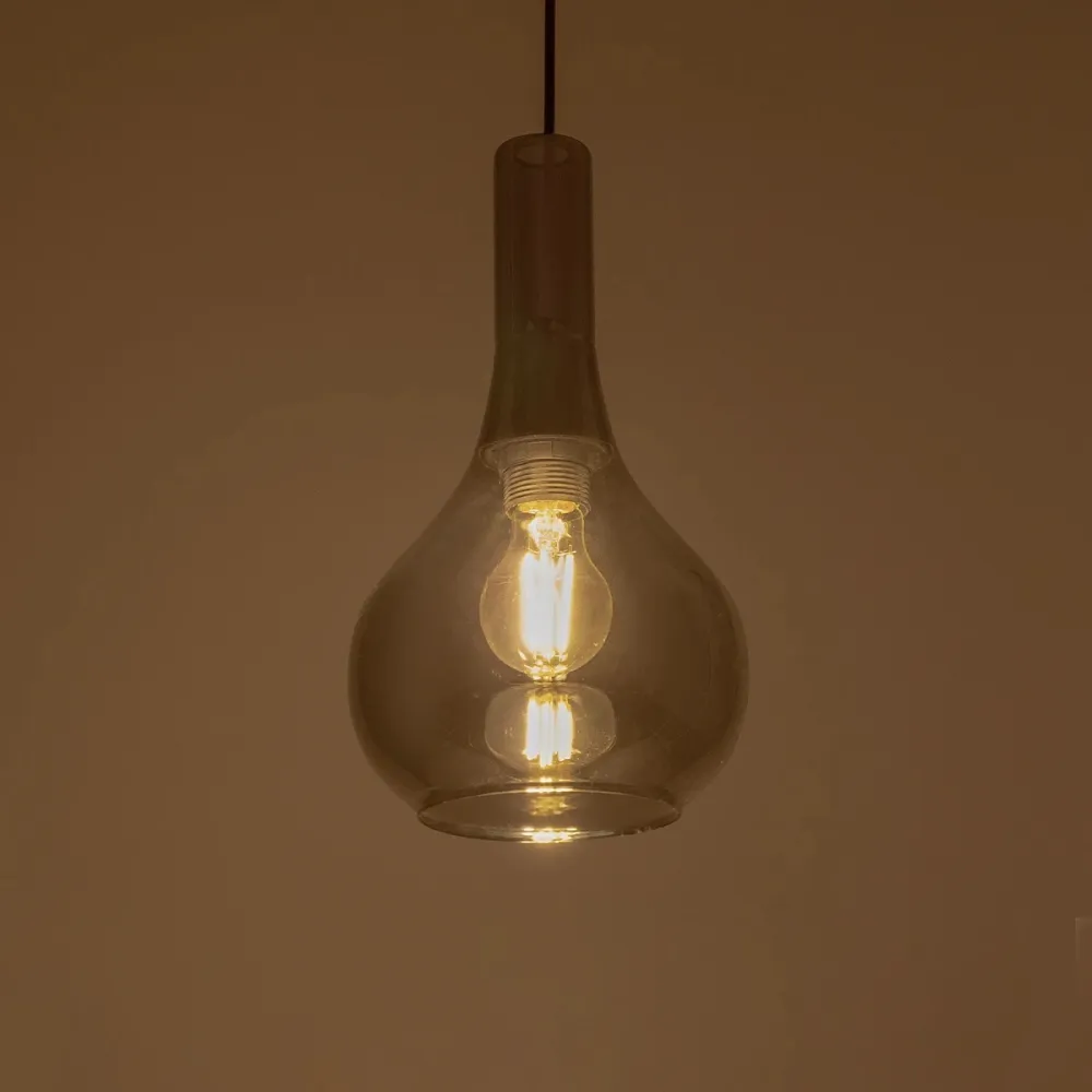 GLOBOSTAR® ΤΟΝΕ 206-0034 Μοντέρνο Κρεμαστό Φωτιστικό Οροφής με Ντουί 1 x E27 AC 220-240V IP20 - Μαύρο Φιμέ - Μ20 x Π20 x Υ36cm