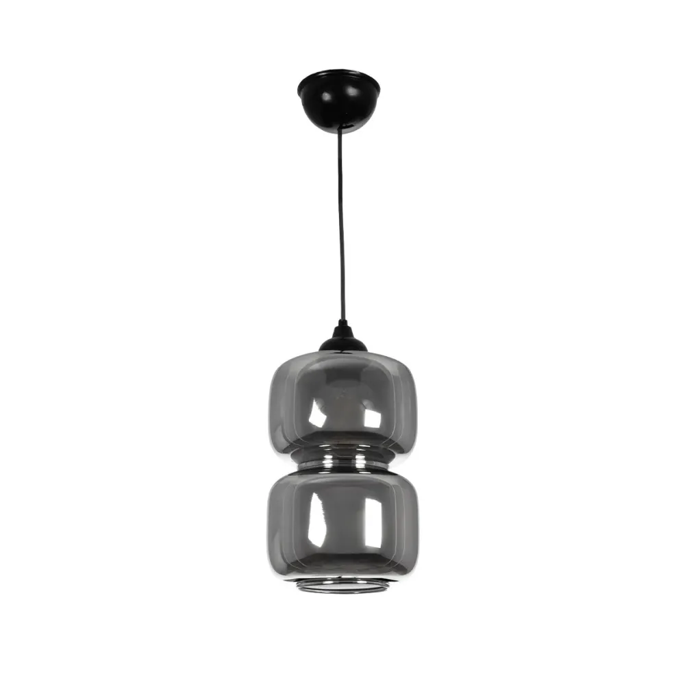 GLOBOSTAR® PIAGE 206-0036 Μοντέρνο Κρεμαστό Φωτιστικό Οροφής με Ντουί 1 x E27 AC 220-240V IP20 - Μαύρο Φιμέ - Μ18 x Π18 x Υ31cm