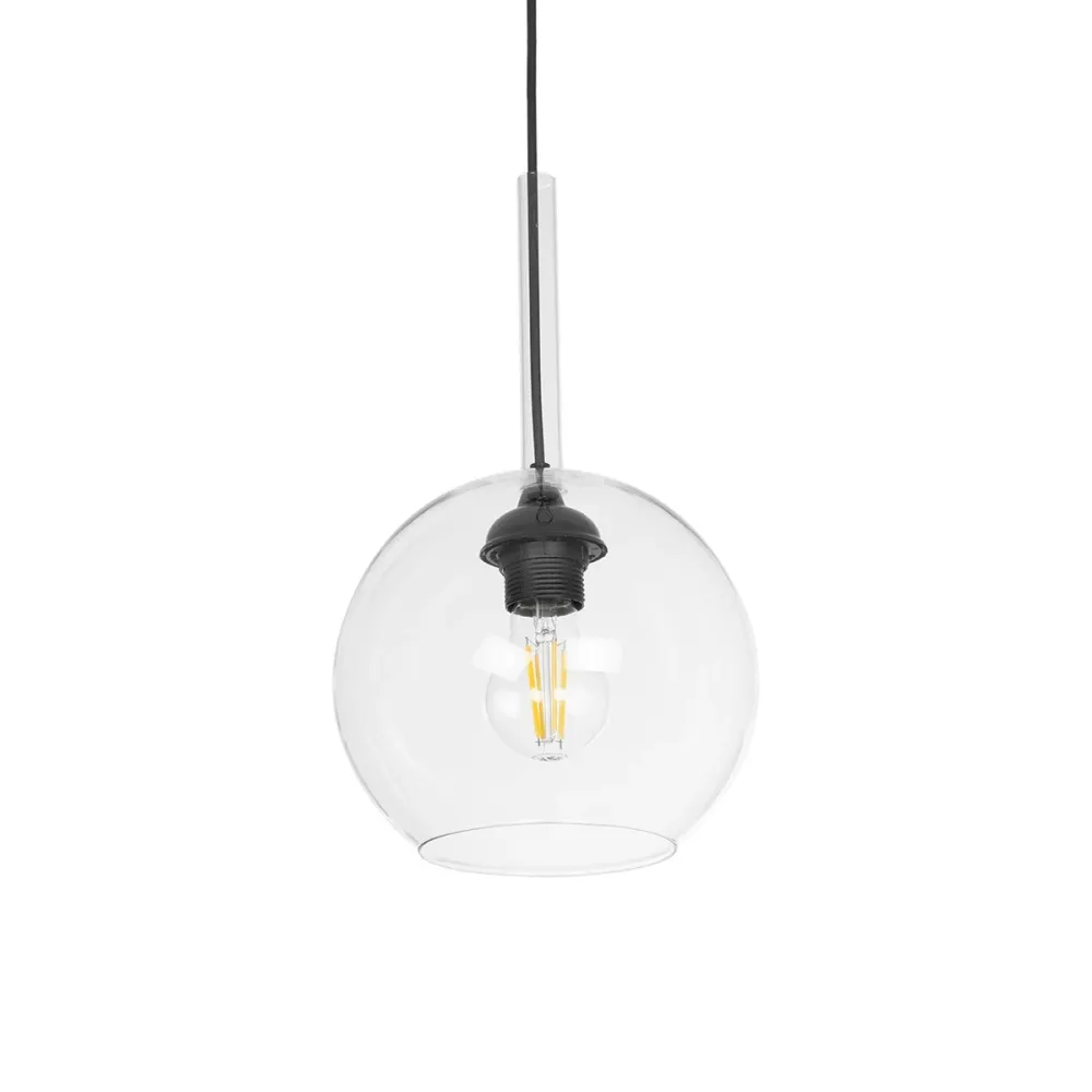 GLOBOSTAR® BALU 206-0038 Μοντέρνο Κρεμαστό Φωτιστικό Οροφής με Ντουί 1 x E27 AC 220-240V IP20 - Διάφανο - Μ20 x Π20 x Υ18cm