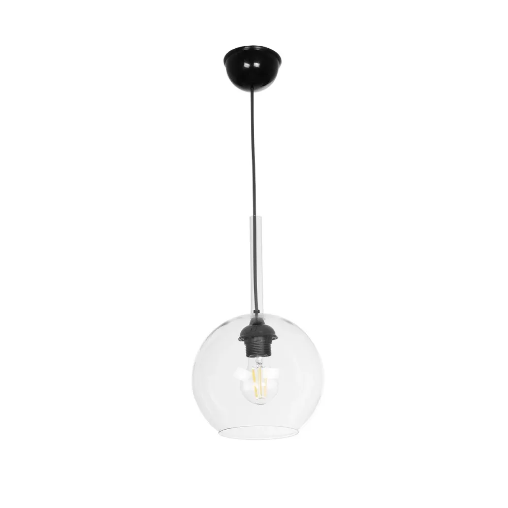 GLOBOSTAR® BALU 206-0038 Μοντέρνο Κρεμαστό Φωτιστικό Οροφής με Ντουί 1 x E27 AC 220-240V IP20 - Διάφανο - Μ20 x Π20 x Υ18cm