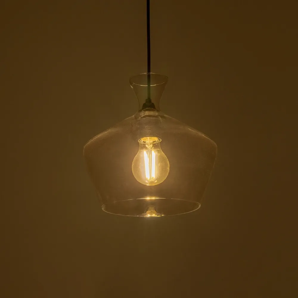 GLOBOSTAR® BALU 206-0039 Μοντέρνο Κρεμαστό Φωτιστικό Οροφής με Ντουί 1 x E27 AC 220-240V IP20 - Διάφανο - Μ22 x Π22 x Υ22cm