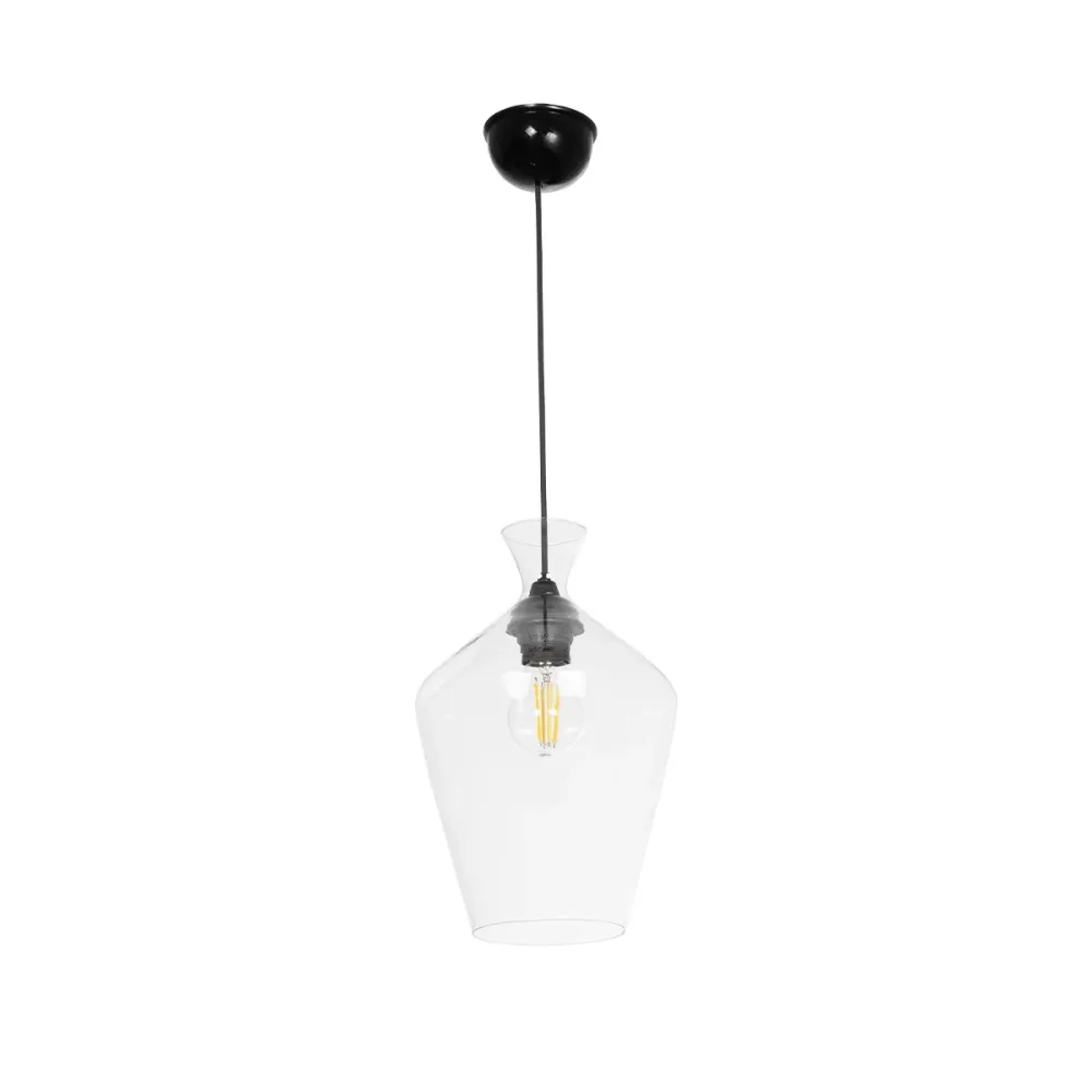 GLOBOSTAR® BALU 206-0040 Μοντέρνο Κρεμαστό Φωτιστικό Οροφής με Ντουί 1 x E27 AC 220-240V IP20 - Διάφανο - Μ20 x Π20 x Υ32cm