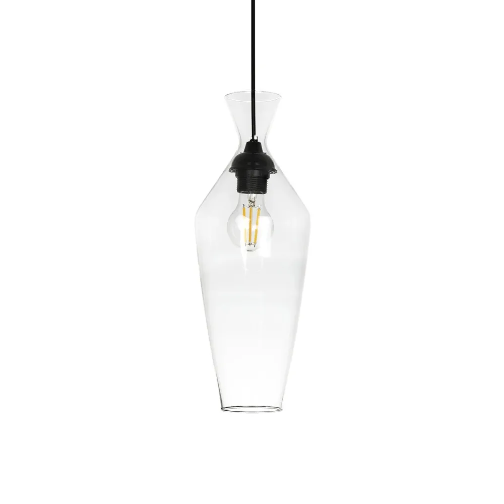 GLOBOSTAR® BALU 206-0041 Μοντέρνο Κρεμαστό Φωτιστικό Οροφής με Ντουί 1 x E27 AC 220-240V IP20 - Διάφανο - Μ15 x Π15 x Υ40cm