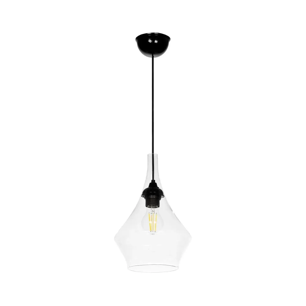 GLOBOSTAR® BALU 206-0042 Μοντέρνο Κρεμαστό Φωτιστικό Οροφής με Ντουί 1 x E27 AC 220-240V IP20 - Διάφανο - Μ20 x Π20 x Υ31cm