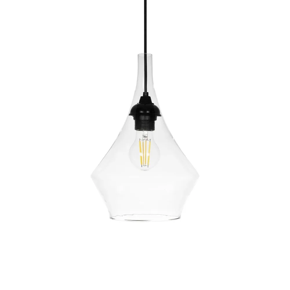 GLOBOSTAR® BALU 206-0042 Μοντέρνο Κρεμαστό Φωτιστικό Οροφής με Ντουί 1 x E27 AC 220-240V IP20 - Διάφανο - Μ20 x Π20 x Υ31cm