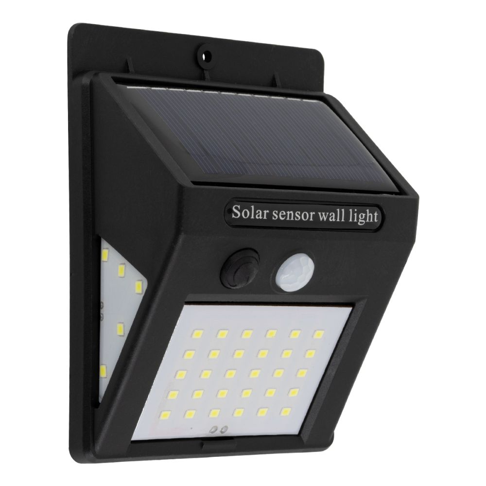 GLOBOSTAR® VELION 71501 Προβολέας με Ανιχνευτή PIR / Αισθητήρα Κίνησης LED 8W 400lm 180° DC 5V με Φωτοβολταϊκό Panel 5V 0.3W & Επαναφορτιζόμενη Μπαταρία Li-ion 3.2V 1200mAh Αδιάβροχο IP65 Ψυχρό Λευκό 6000K - Sanan SMD Chip - Μαύρο - Μ9.6 x Π4.8 x Υ12.