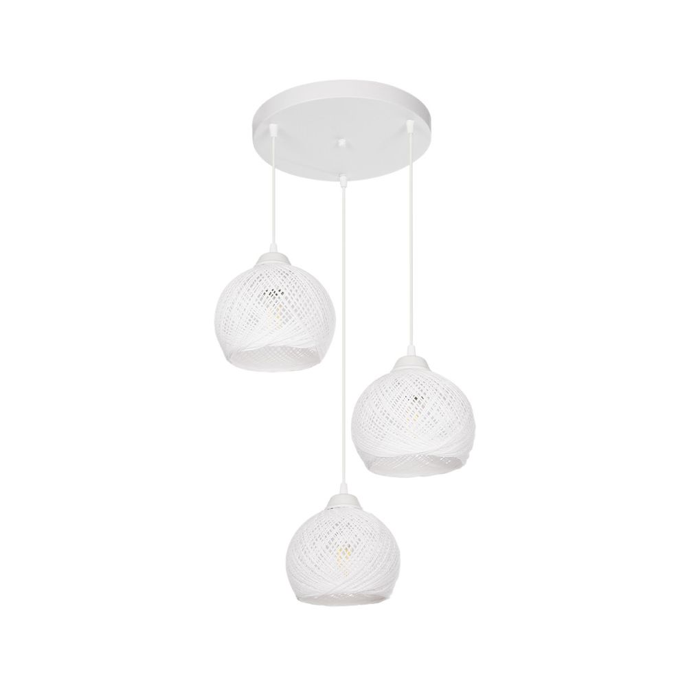 GLOBOSTAR® YASAM 203-0023 Vintage Κρεμαστό Φωτιστικό Οροφής με Ντουί 3 x E27 AC 220-240V IP20 - Λευκό - Μ42 x Π42 x Υ54cm
