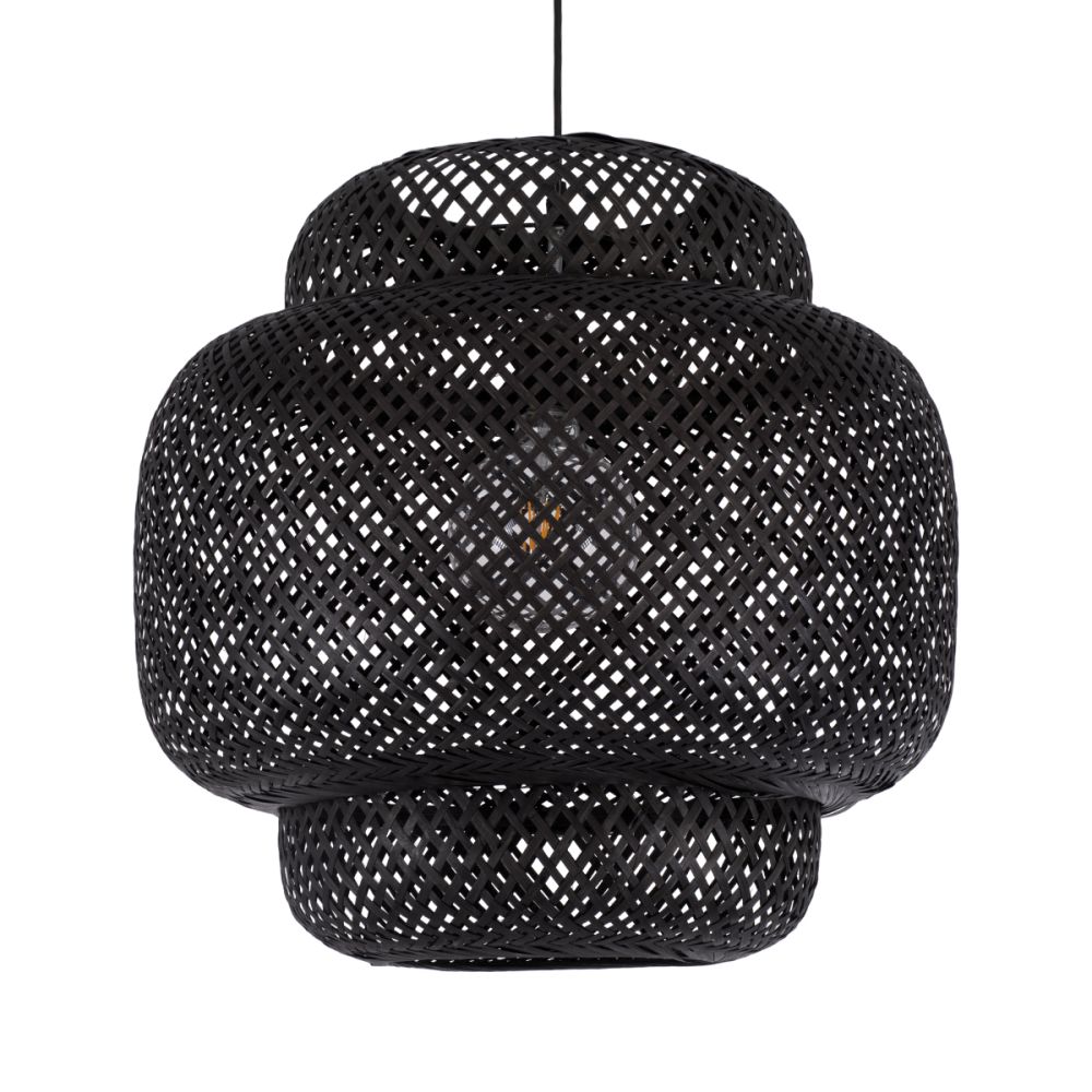 GLOBOSTAR® MALDIVES 00579 Boho Κρεμαστό Φωτιστικό Οροφής με Ντουί 1 x E27 AC 220-240V IP20 - Μαύρο - Μ56 x Π56 x Y54cm