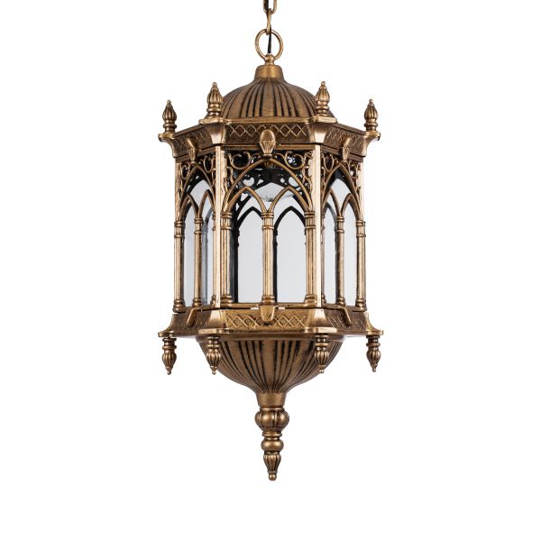 GLOBOSTAR® DARCY 01815 Vintage Κρεμαστό Φωτιστικό Οροφής με Ντουί 1 x E27 AC 220-240V IP20 - Μπρούτζινο & Διάφανο - Μ35 x Π35 x Υ61cm