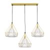 GLOBOSTAR® EIFFEL 61571 Vintage Κρεμαστό Φωτιστικό Οροφής με Ντουί 3 x E27 AC 220-240V IP20 - Χρυσό & Λευκό - Μ68 x Π25 x Υ130cm
