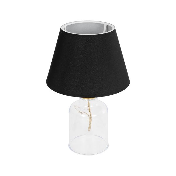 GLOBOSTAR® TRANS 204-0054 Μοντέρνο Επιτραπέζιο Φωτιστικό Πορτατίφ με Ντουί 1 x E27 AC 220-240V IP20 - Διάφανο & Μαύρο - Μ22 x Π22 x Υ34cm