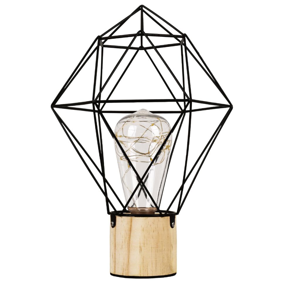 GLOBOSTAR® ANTLER 01443 Μοντέρνο Επιτραπέζιο Φωτιστικό LED 2.2W 154lm 360° DC 5V IP20 Θερμό Λευκό 2700K - DIODE - Μαύρο & Μπεζ - Μ19 x Π19 x Υ29cm - 2 Χρόνια Εγγύηση