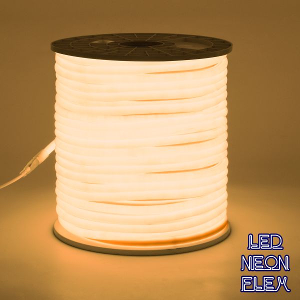 GloboStar® 70592 TUBE 360° Degree Neon Flex Epistar LED SMD 2835 1m 12W/m 120LED/m 1080lm/m 360° DC 230V Αδιάβροχη IP68 Θερμό Λευκό 3000K Dimmable