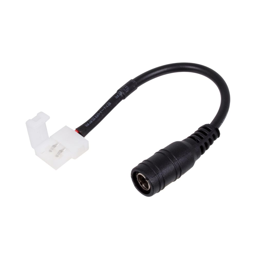 GLOBOSTAR® STRIPCON 70739 Ταχυσύνδεσμος για Μονόχρωμη Ταινία LED 8mm σε DC Jack 5.5x2.1mm Θηλυκό Σύνδεσμο IP20 - Λευκό - Μ15 x Π1.2 x Υ1.2cm