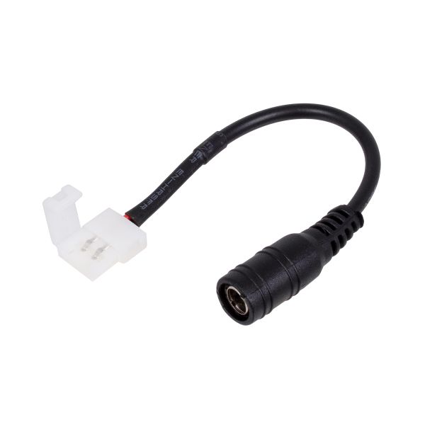 GLOBOSTAR® STRIPART 70739 Ενωτικός Ταχυσύνδεσμος με 15cm Καλώδιο Τροφοδοσίας για Μονόχρωμη Ταινία LED 2Pin 8mm σε DC Θηλυκό Σύνδεσμο 2.1mm IP20 - Μ15 x Π1.2 x Υ1.2cm