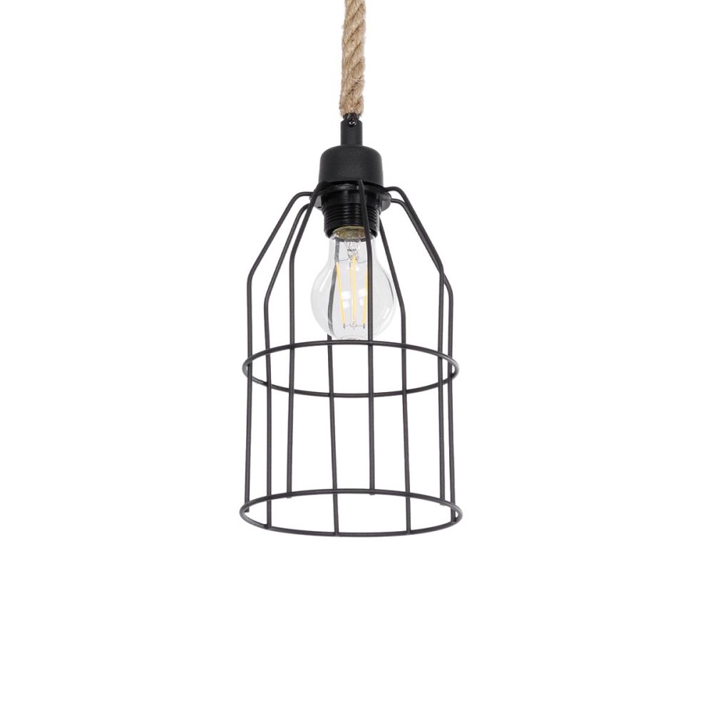 GLOBOSTAR® TALAH 203-0009 Vintage Κρεμαστό Φωτιστικό Οροφής με Ντουί 1 x E27 AC 220-240V IP20 - Μαύρο & Μπεζ - Μ15.5 x Π15.5 x Υ30cm